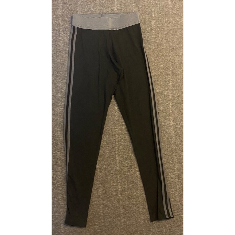 Black Gray Stripe Athletic Leggings Agnes & Dora Womens Small/Medium Stretch S/M